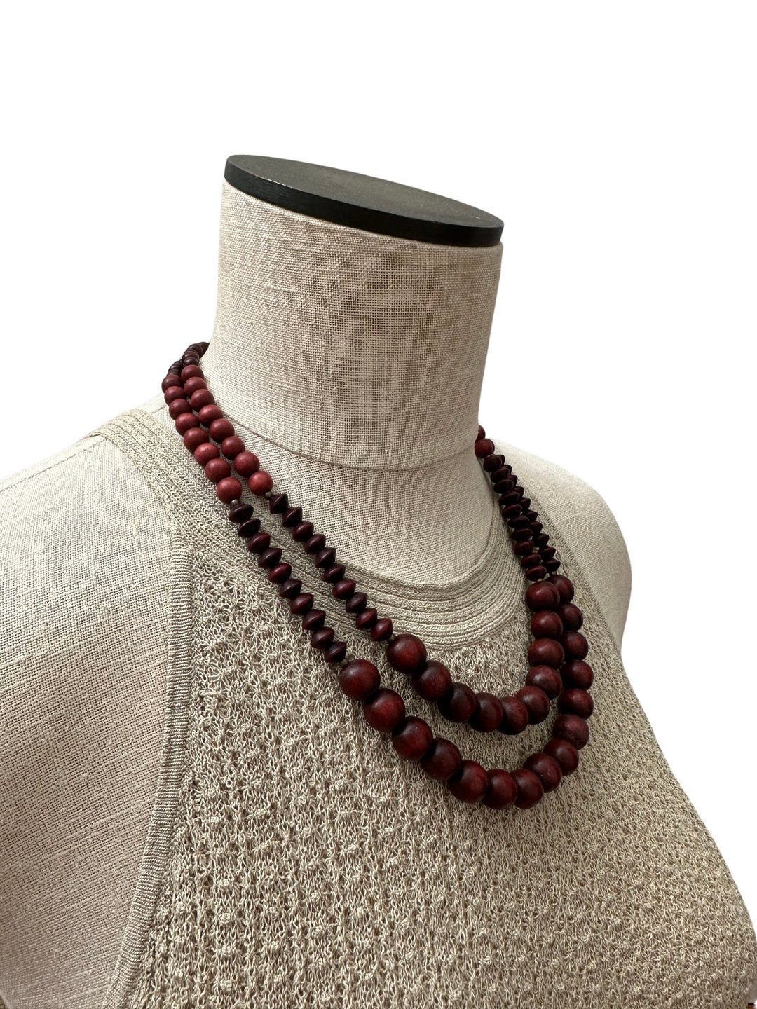 Brown Beaded Necklace / Brown Statement Necklace / Brown Wooden