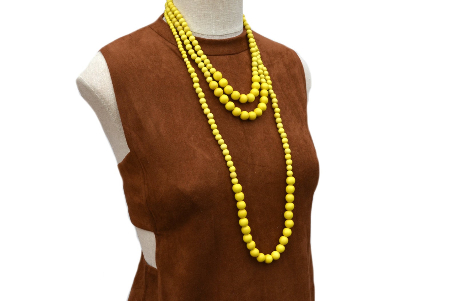 Long Yellow Necklace / Yellow Necklace / Long Yellow Bead Etsy