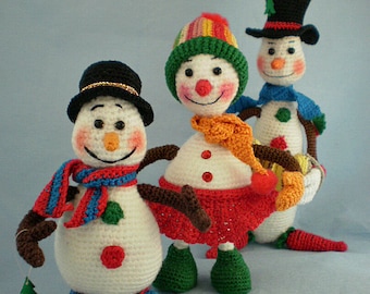 Snowmen Christmas trio of snowmen  [Crochet Pattern PDF Instant Download Amigurumi]