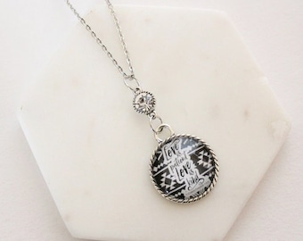 Love is Patient Love is Kind 1 Corinthians 13:4 Clear Crystal Glass Pendant Necklace 18- or 24-inch Chain Boho Tribal