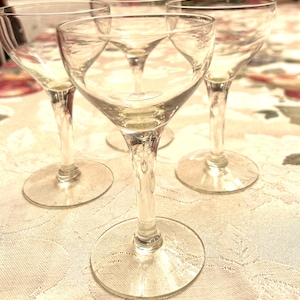 Vintage set of 4 sherry, port, wine or cordial glasses circa 1950 for Christmas, birthday, friend, collector, housewarming