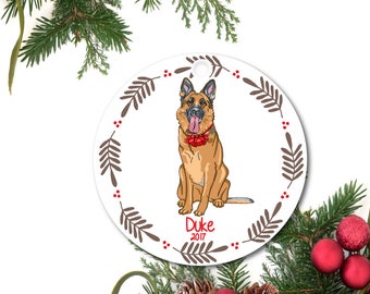 German Shepherd Ornament, Pet Ornament, Personalized Dog Ornament, German Shepherd Gift, Custom Dog Ornament, Ceramic Ornament, Pet Gift