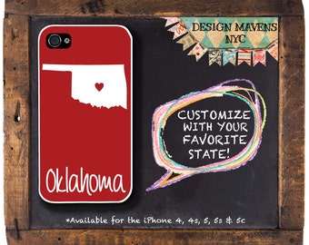 Oklahoma iPhone Case, Personalized iPhone Case, Fits iPhone 4,iPhone 4s, iPhone 5, iPhone 5s, iPhone 5c, iPhone 6, Phone Cover, Phone Case