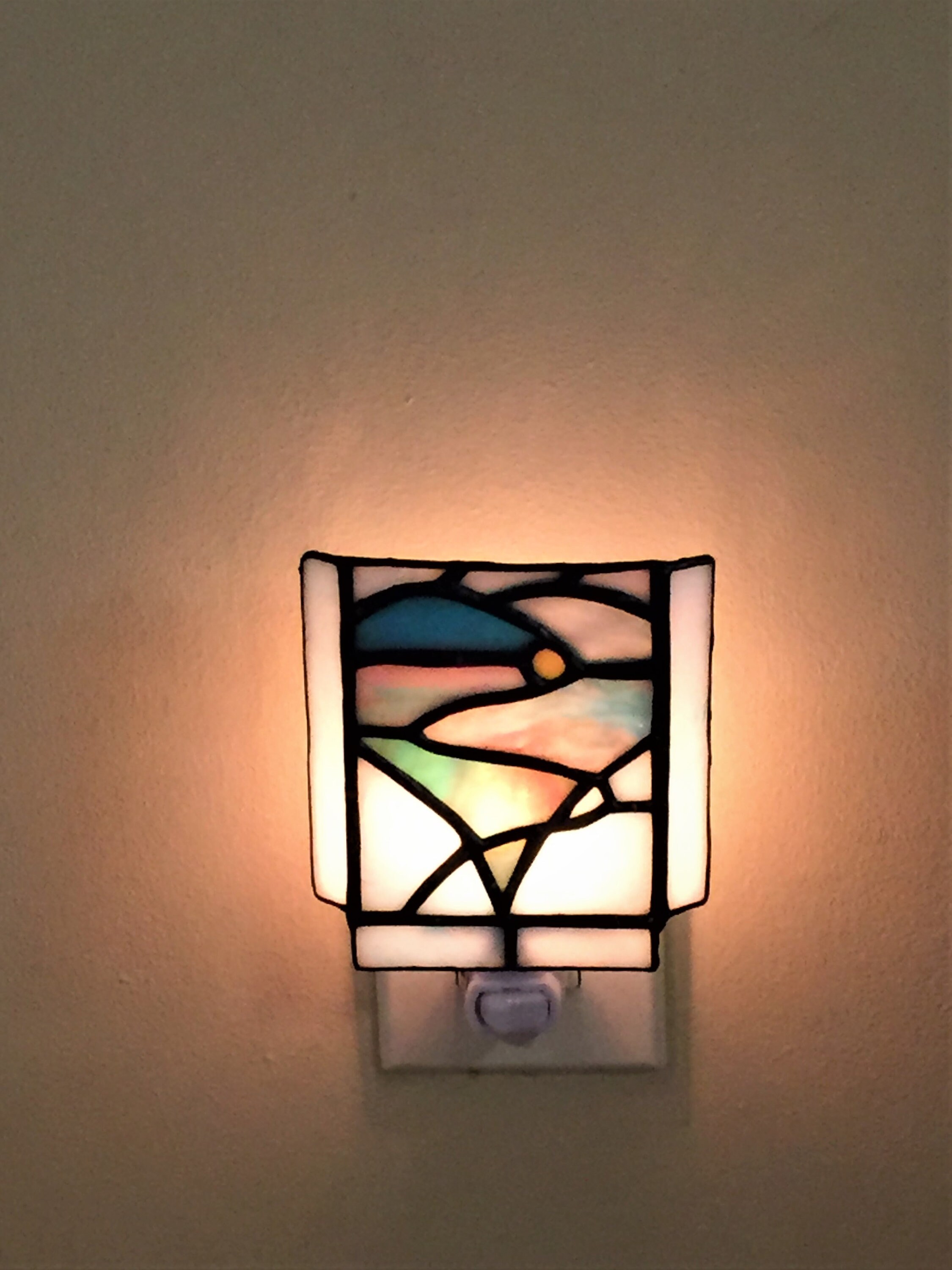 Stained Glass Heart Sunrise Night Light Home Decor Lighting