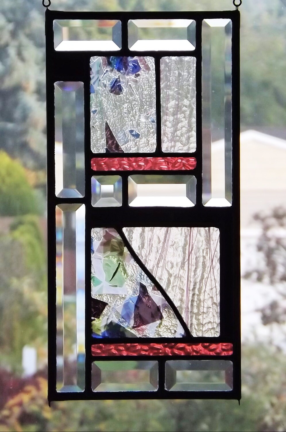 Beautiful Confetti Stained Glass Panel Confetti Pink Stringer Abstract