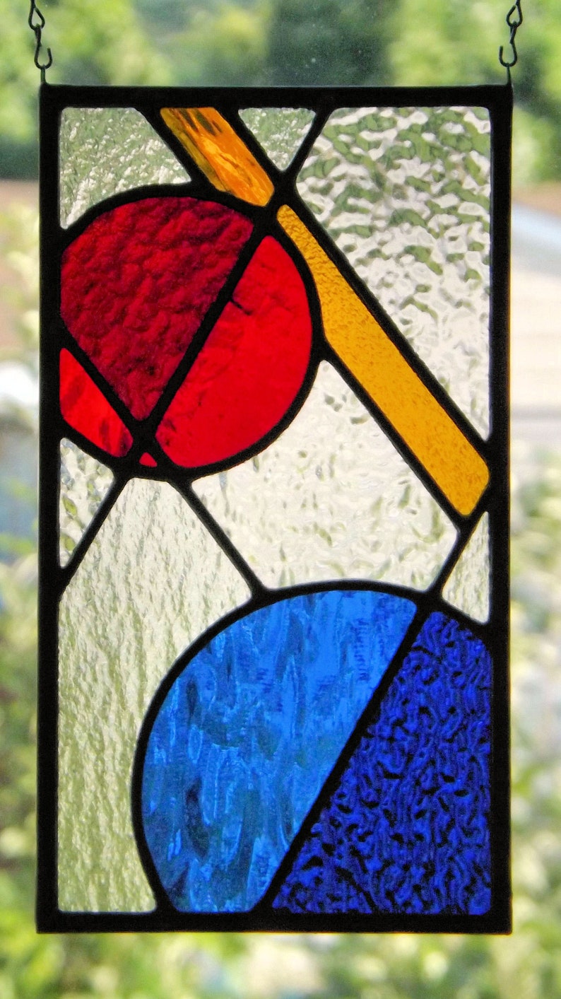 Stained Glass Panel Geometric Abstract Sun Catcher Primary Image 0