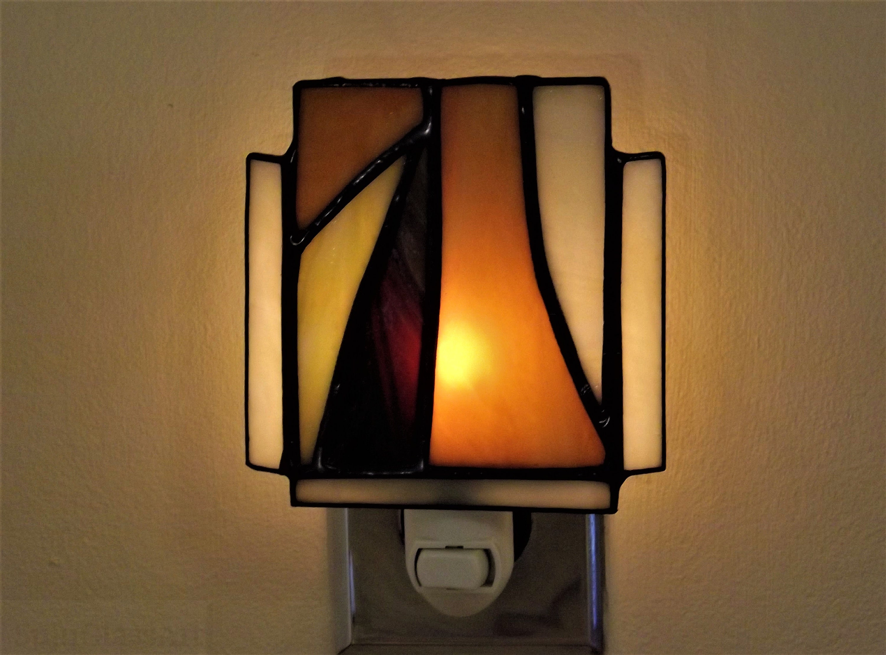 Natural Beauty Stained Glass Night Light Nature Abstract Brown Beige