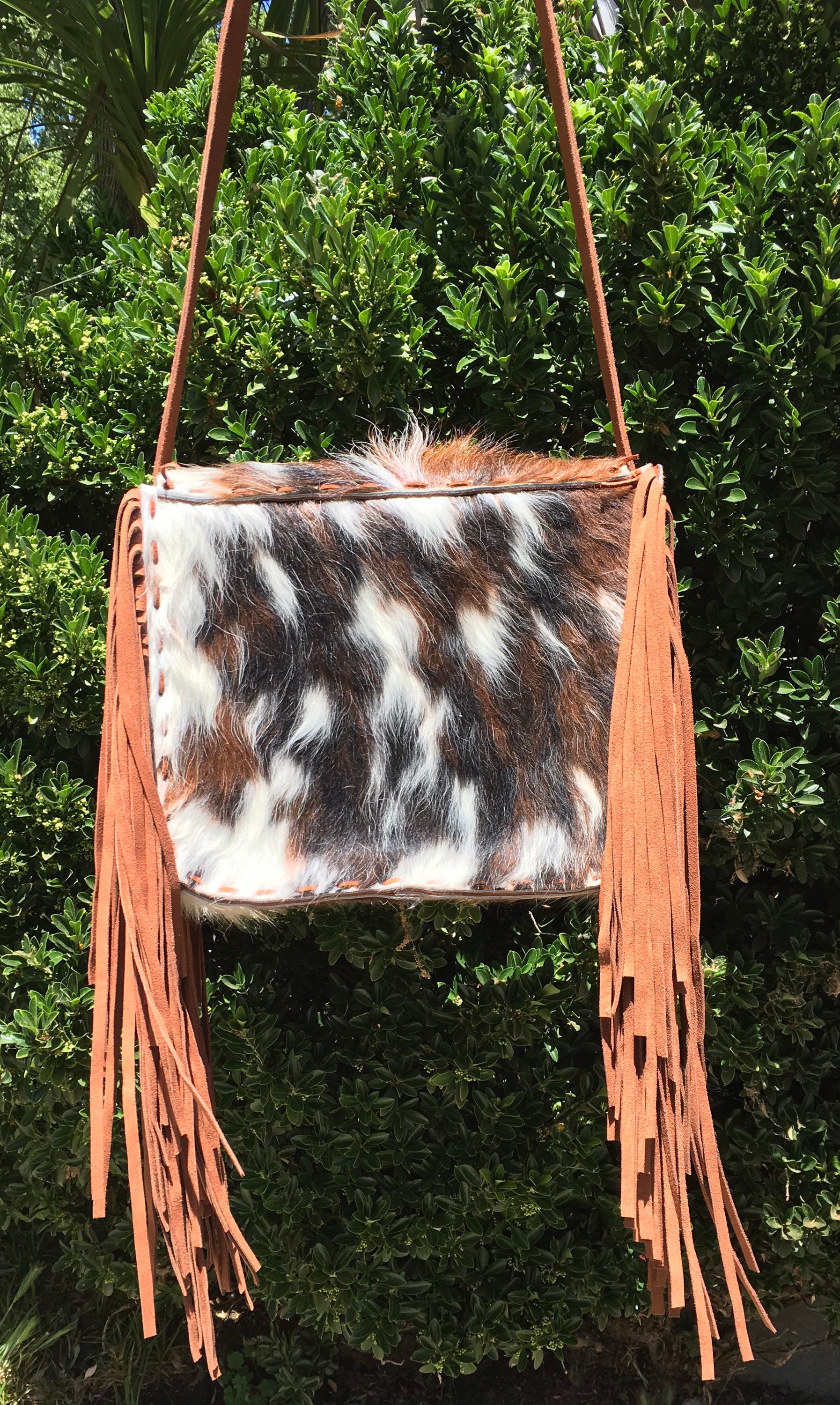 Western fringe cowhide crossbody purse Etsy