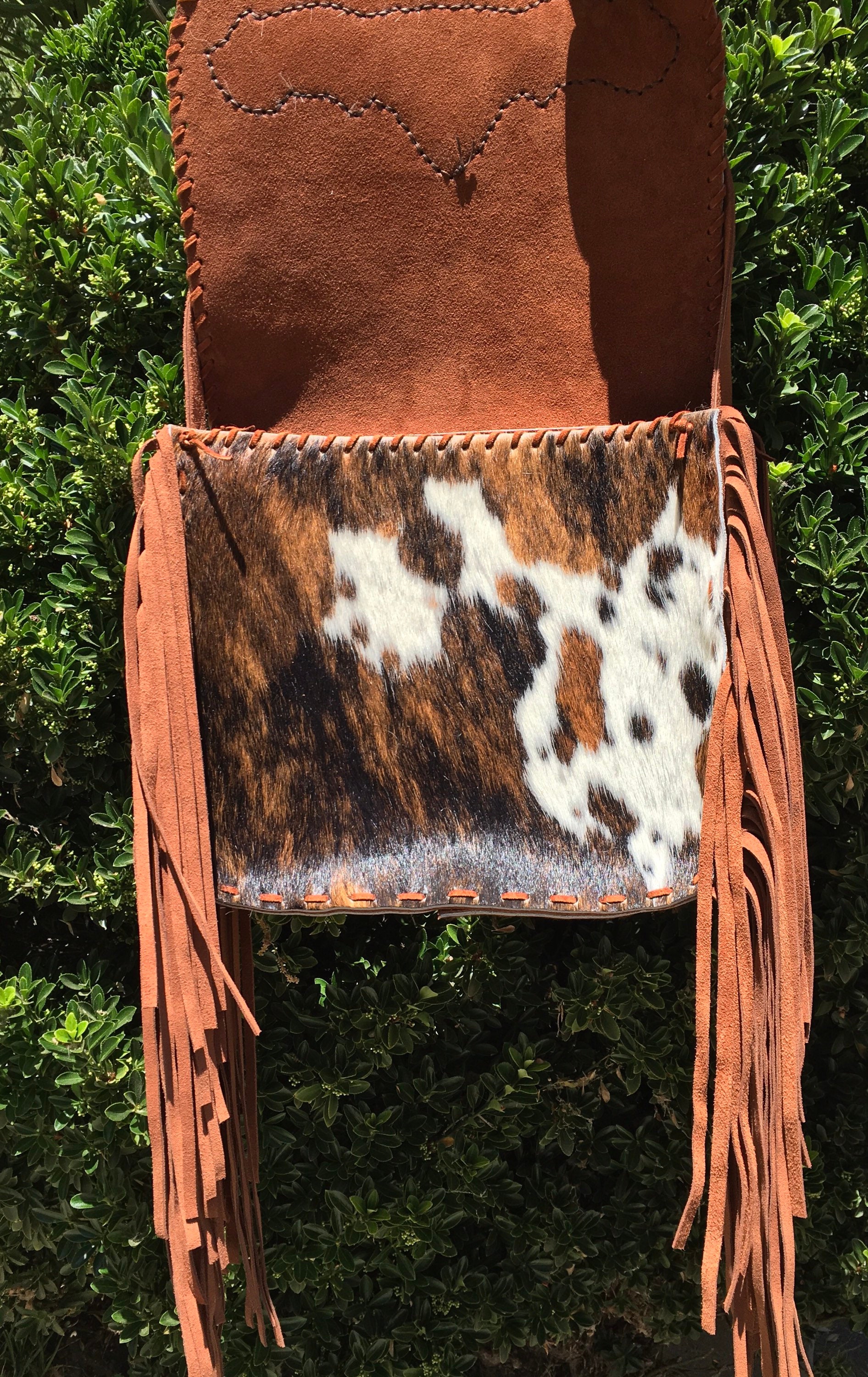Western Fringe Cowhide Crossbody Purse Etsy