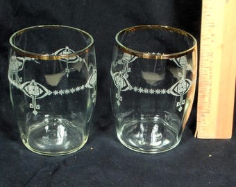 Vintage Tumblers Embossed or Etched Gold Rims G006