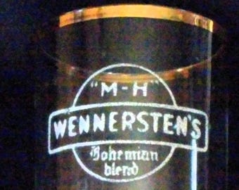 Rare Pre ProhibitionWennersten Bar Tumblers Embossed or Etched Gold Rims G007