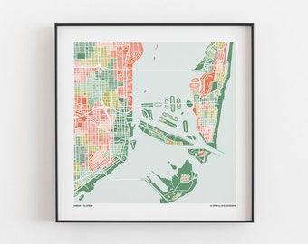 Miami FL - Map Print