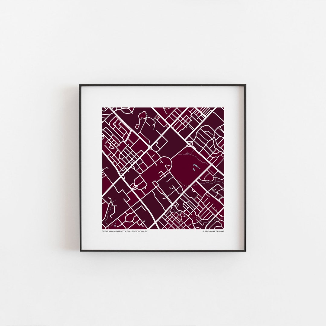 Texas A&amp;M University - Map Print - Etsy