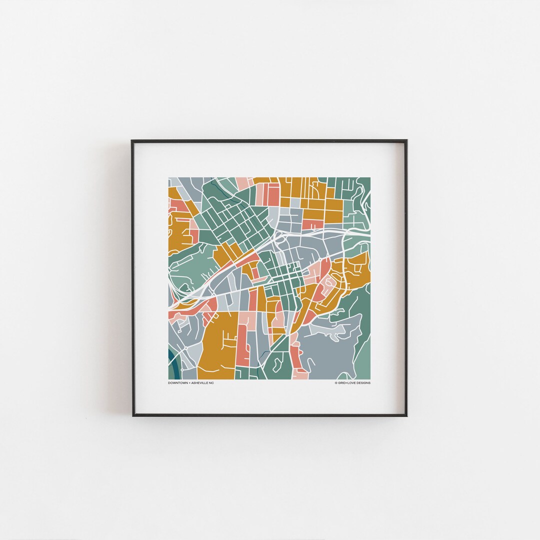 Asheville NC - Downtown - Map Print - Etsy