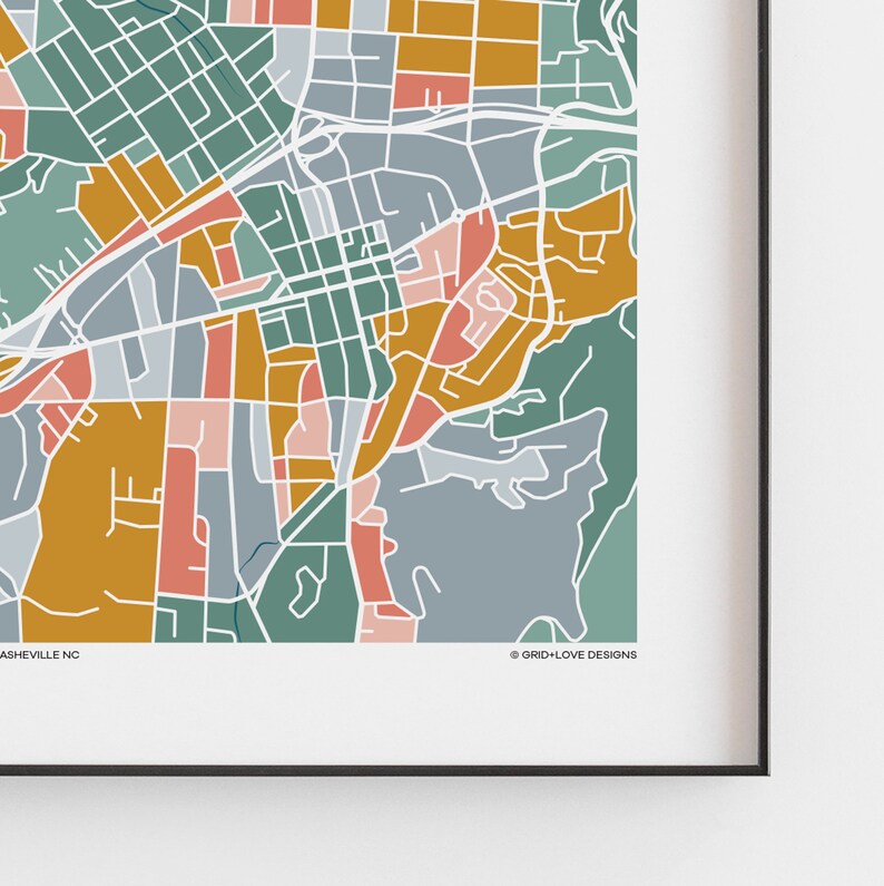 Asheville NC Downtown Map Print - Etsy