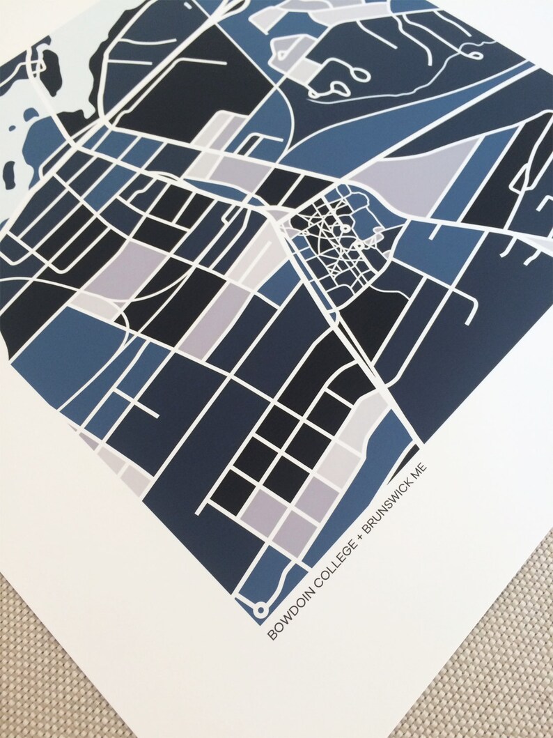 Bowdoin College Map Print Etsy