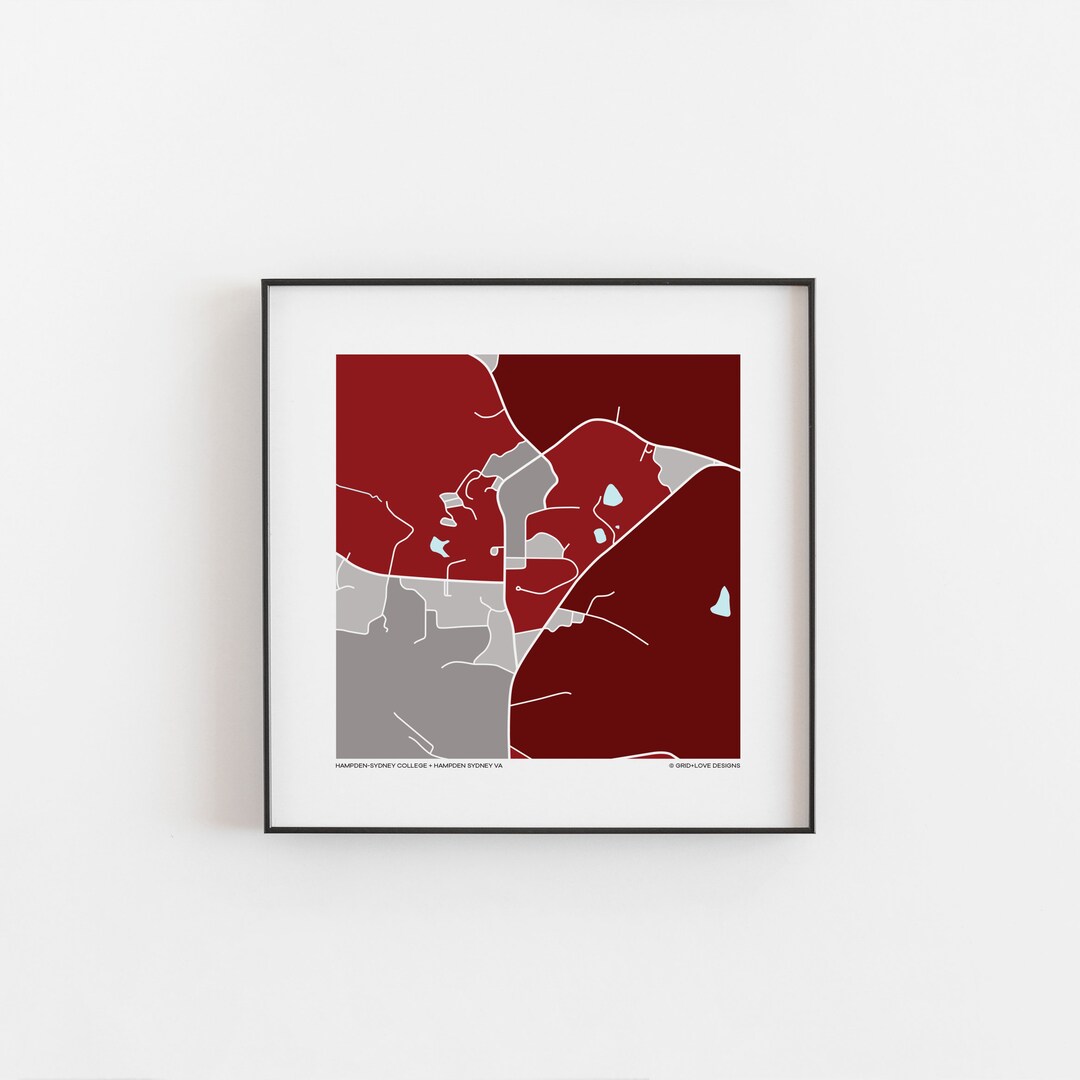 Hampden Sydney College Map Print Etsy