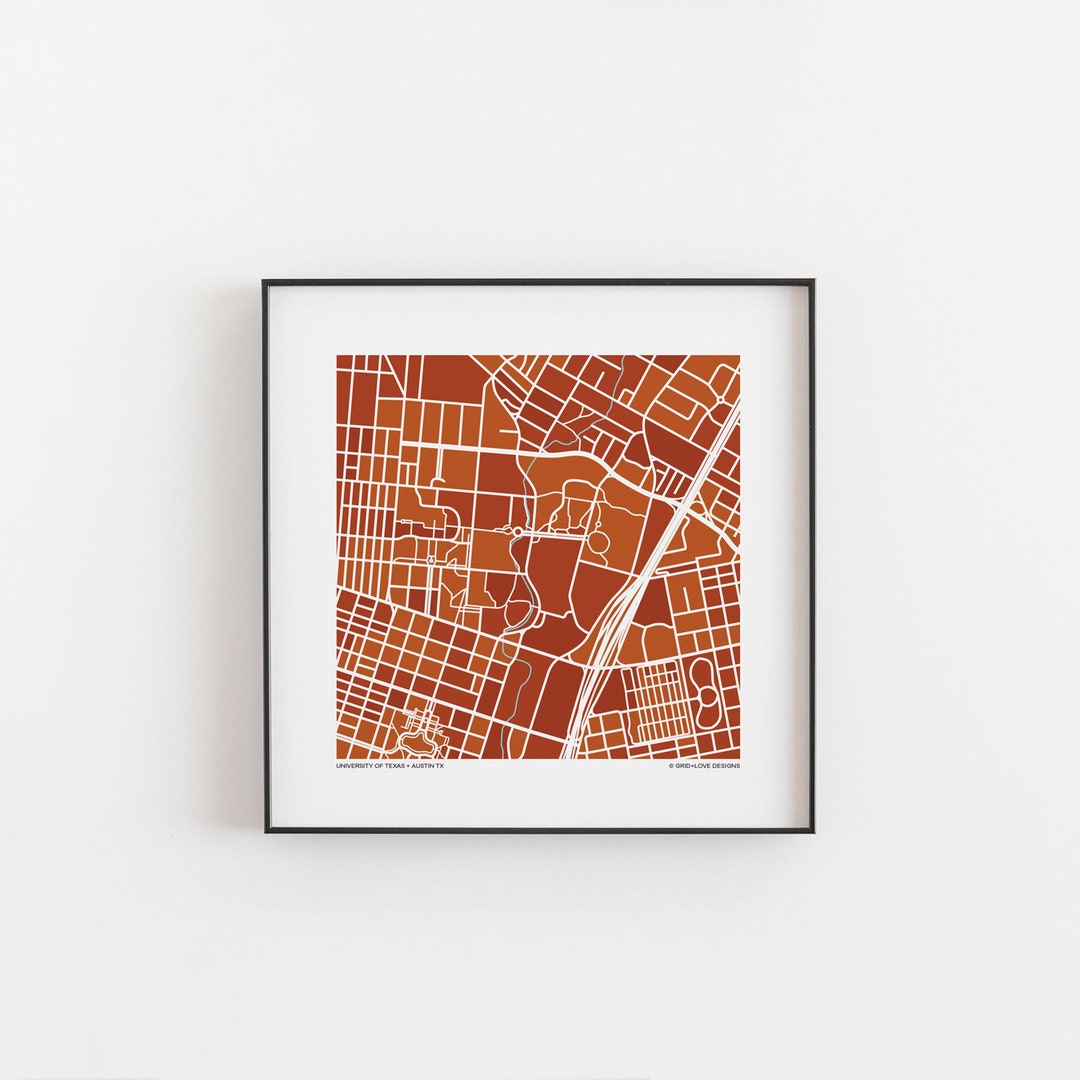 UT Austin - Map Print - Etsy