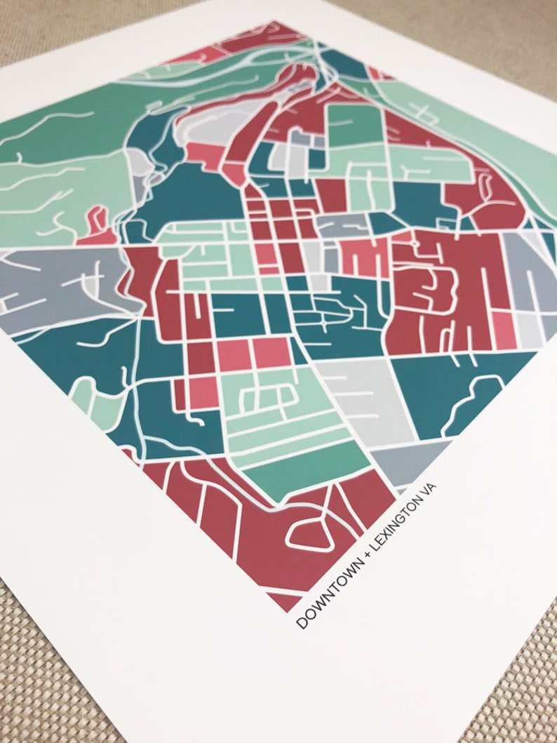 Lexington VA Downtown Map Print Etsy UK