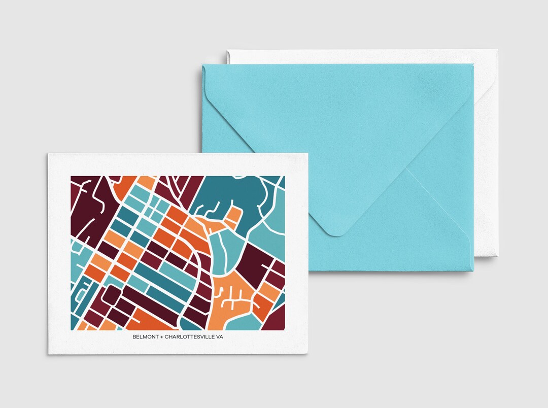 Charlottesville VA Belmont Map Cards Etsy