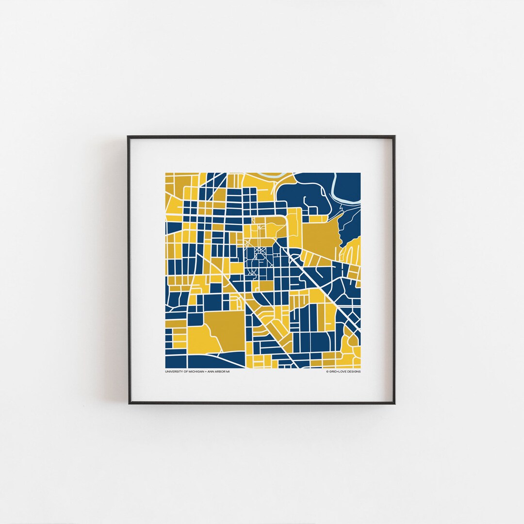University of Michigan - Map Print - Etsy