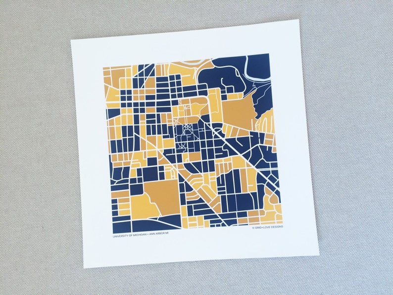 University of Michigan Map Print - Etsy