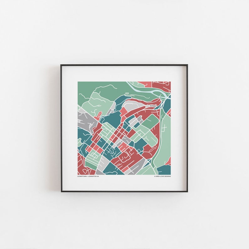 Lexington VA Downtown Map Print Etsy UK