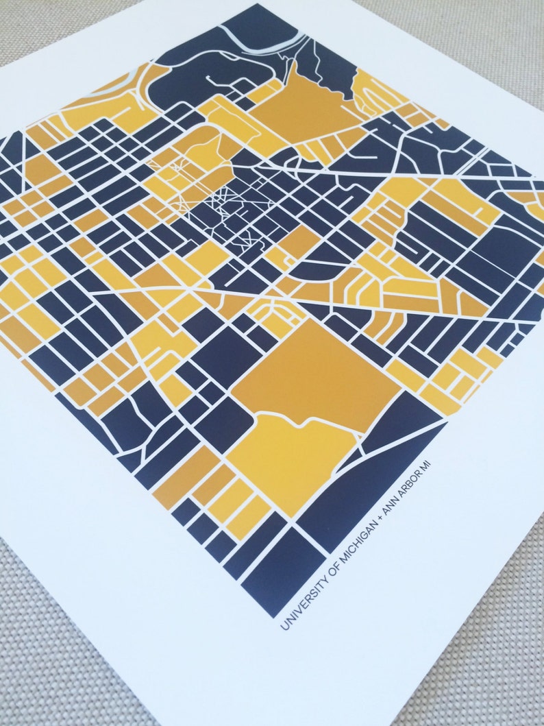 University of Michigan Map Print - Etsy