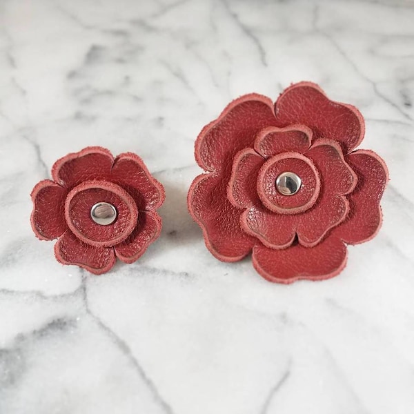 Reclaimed Leather Flower for Dog & Cat Collar