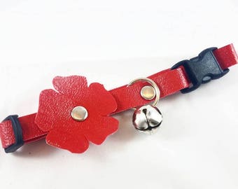 Reclaimed Vegan Leather Flower Cat Collar