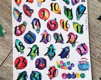 Christmas Lights Date Covers - Calendar Numbers - Date Numbers -  Planner Date Stickers - Journal Stickers - Bullet Journal - DIY Calendar