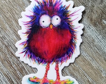 Shocked bird weatherproof decal,  waterproof Vinyl Decal, Die Cut, Crazy bird Decal, frazzled bird, Pshocked - 3." decal