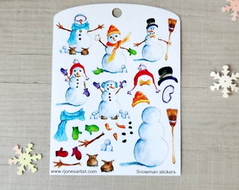 Snowmen sticker sheet - Planner Stickers - Journal Stickers - Scrap book stickers- build a snowman stickers