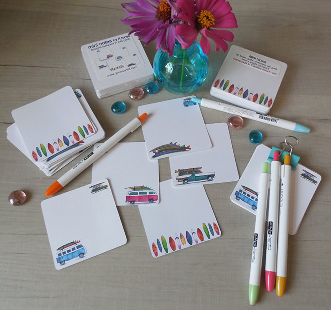 Mini Notes - 5 Designs, 60 Loose Cards - 3"x3 " Surf Notes - Etsy