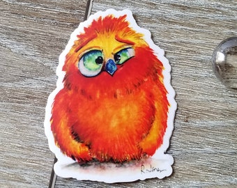 Seriously? Bird - weatherproof, waterproof vinyl Decal, Die Cut, Bird Decal, Cartoon Decal, Funny decal - Red Orange Bird - 2.75" decal