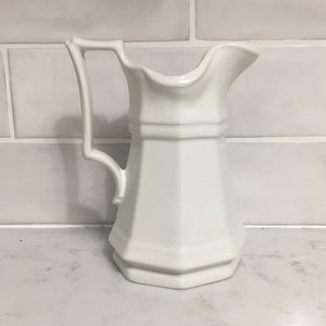 Vintage Ironstone Pitcher, Vintage White Ironstone Pitcher, Vintage Red Cliff Ironstone Pitcher, Vintage Chicago-Made American Ironstone