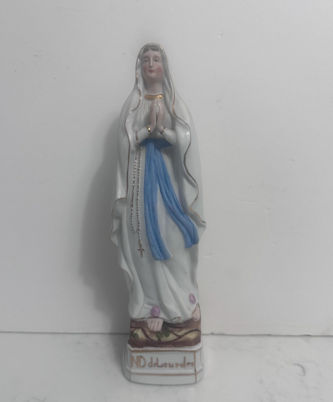 Antique French Bisque Virgin Mary Figurine Our Lady of Lourdes Notre ...
