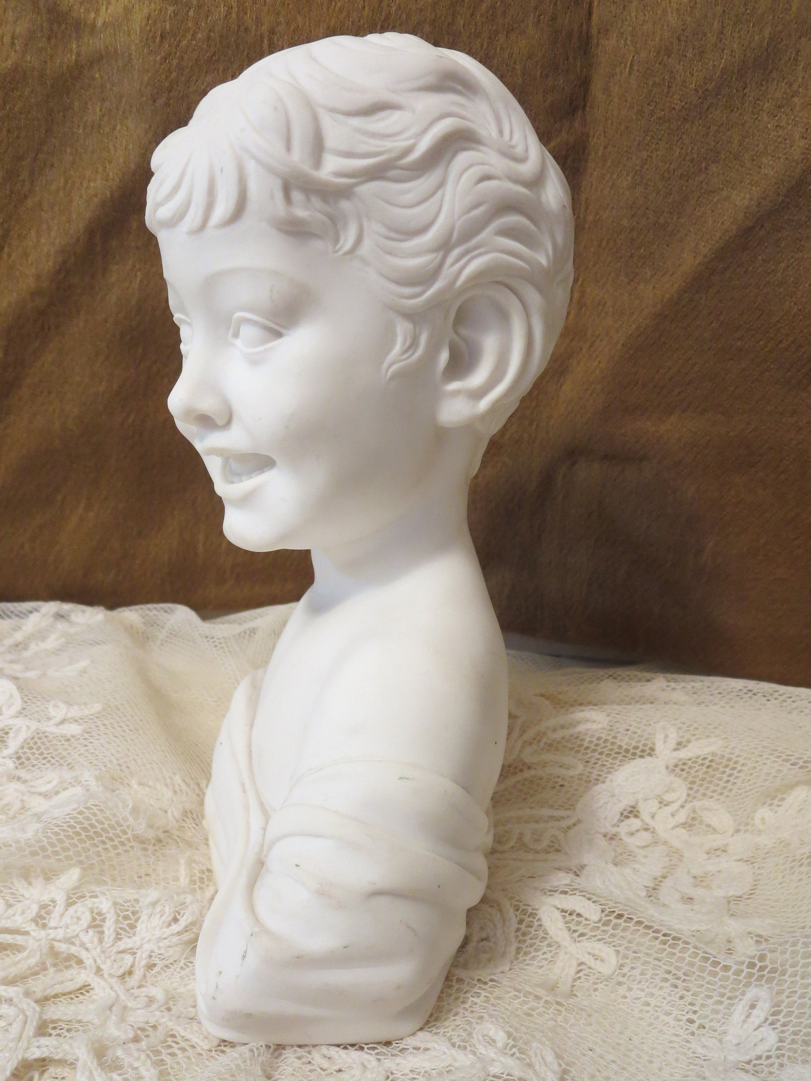 Vintage Bust Statue of Smiling Boy Vintage Italian Composite Etsy