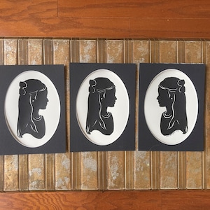 3  Silhouettes/ 3 5x7&quot; black mats