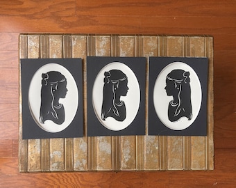 3  Silhouettes/ 3 5x7" black mats