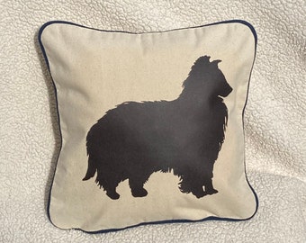 Sheltie Silhouette Pillow: Personalized Dog Breed Decor