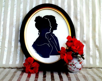 8x10 side by side framed couple silhouette