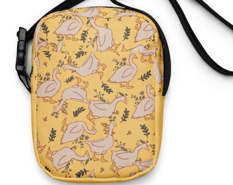 Silly Goose Cottagecore Utility Bag, small secure goldenrod yellow crossbody bag for workouts, outdoors, and travel