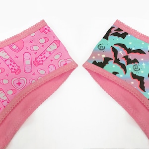 Made To Order Underwear for Women, Your Choice of Print, Pink Back, Handmade High Rise, &quot;Sweetie Pie&quot; Cut, XS-2XL