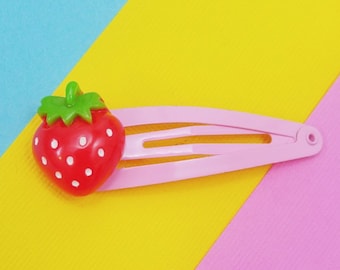 Cute Strawberry Hair Clip, Pastel Kawaii Ichigo Strawberry Fairy Kei Barrette