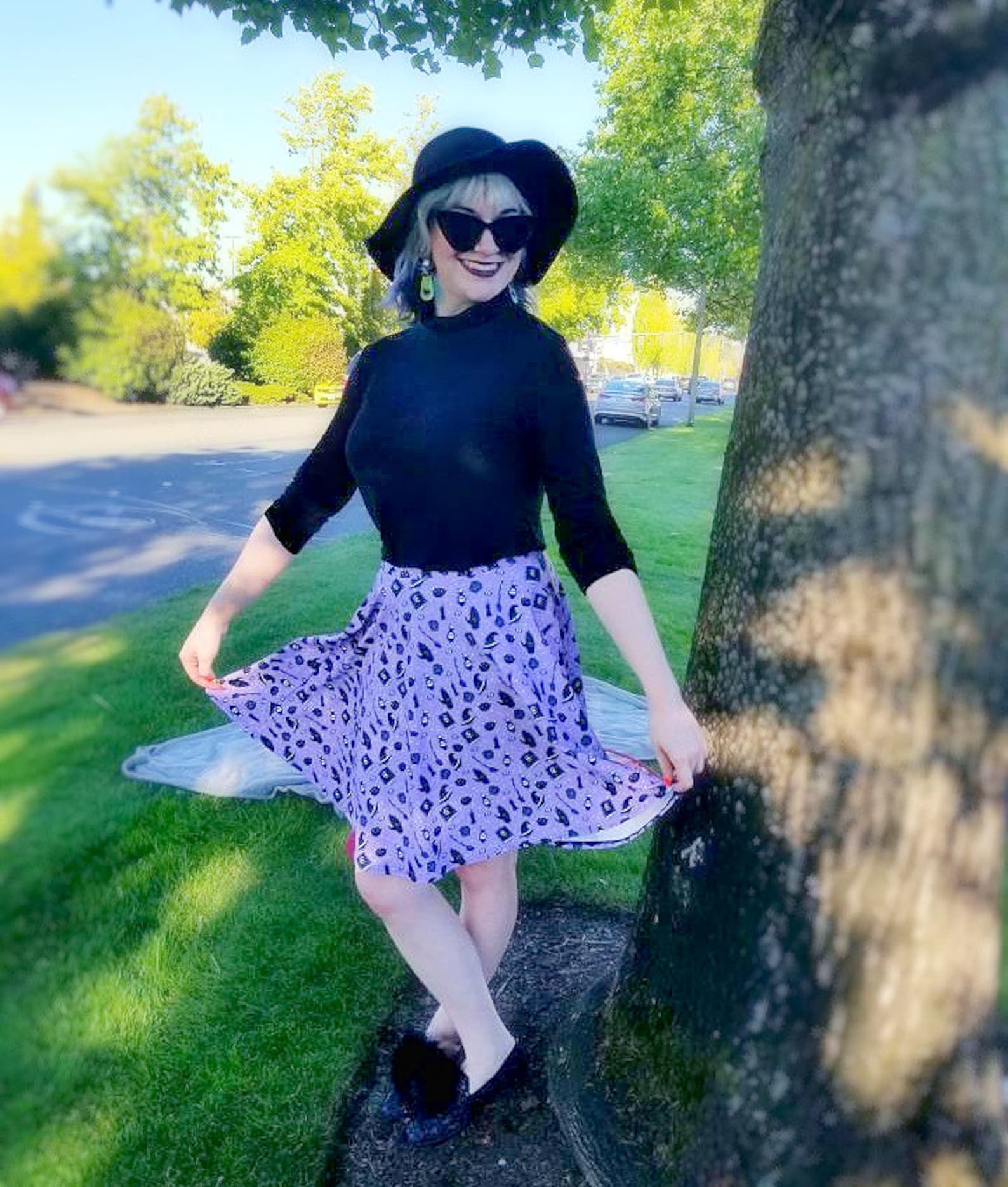 Purple Pastel Goth Skirt Pastel Purple With Witchy Hats Etsy