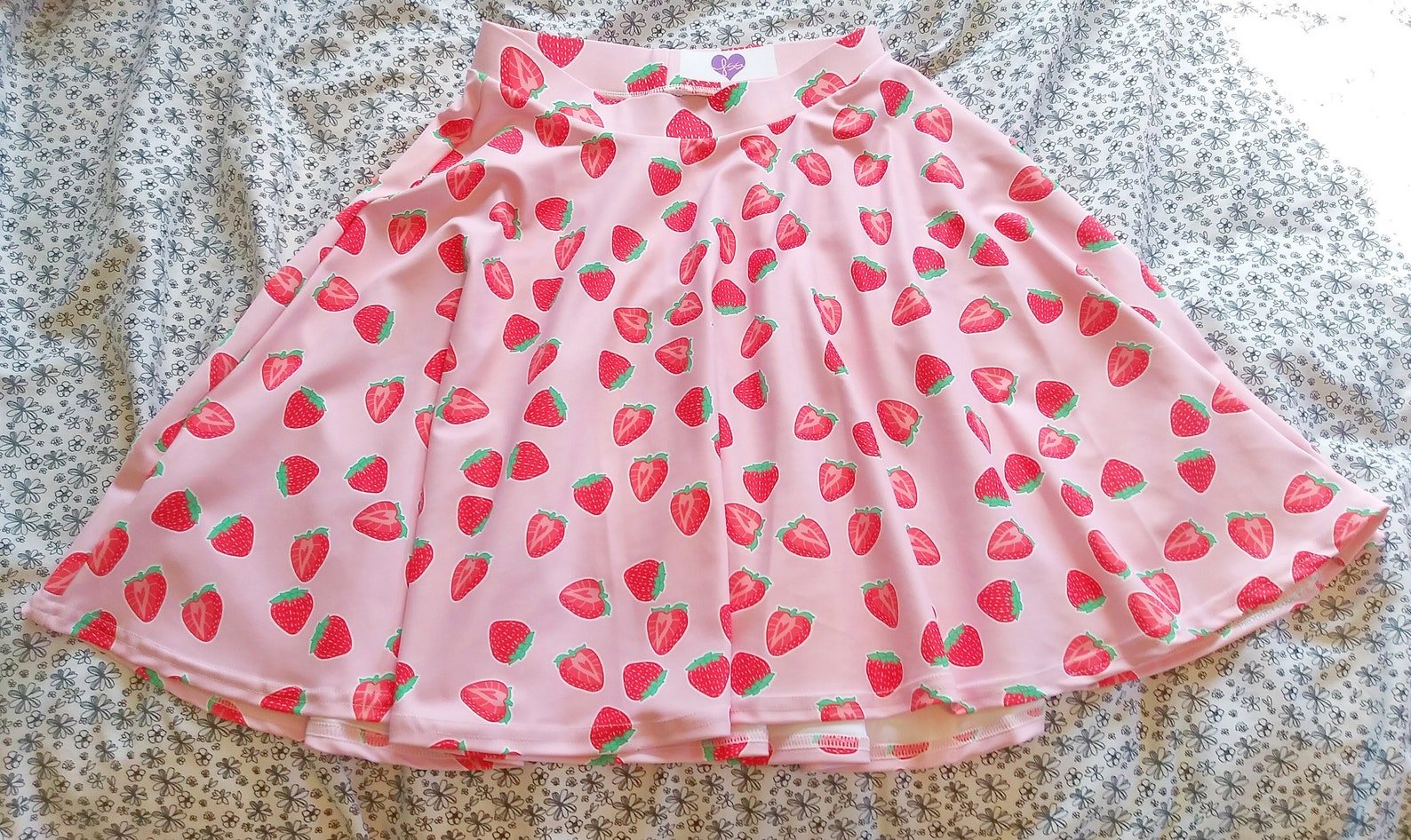 Strawberry Skater Skirt Pink Kawaii Clothing with Scattered | Etsy
