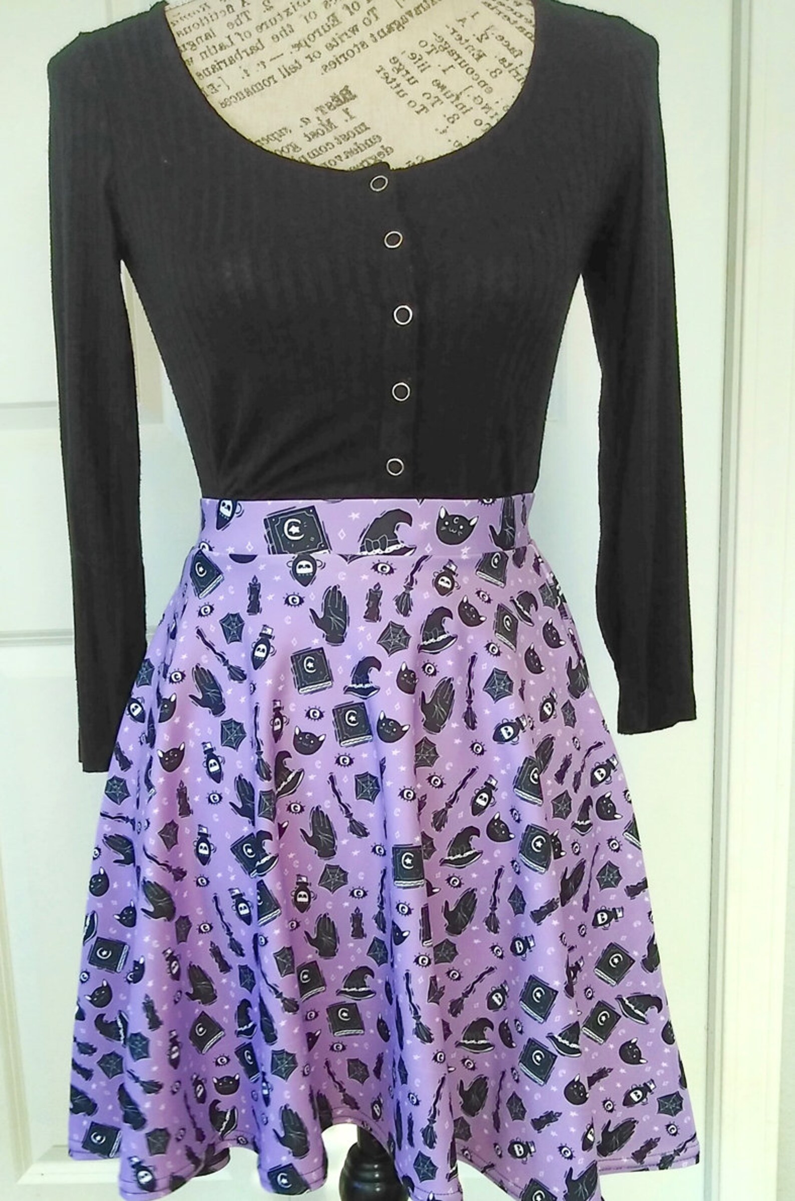 Purple Pastel Goth Skirt Pastel Purple With Witchy Hats Etsy