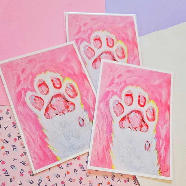 Toe Beans 1.0 mini print, 7x5 inches slightly holographic highly glossy light cardstock acrylic cat paw wall art