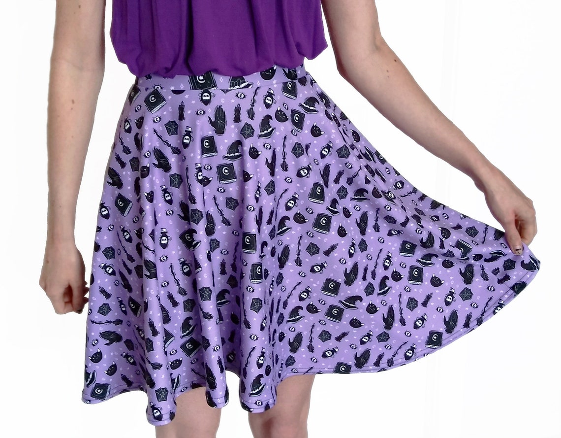 Purple Pastel Goth Skirt Pastel Purple With Witchy Hats Etsy